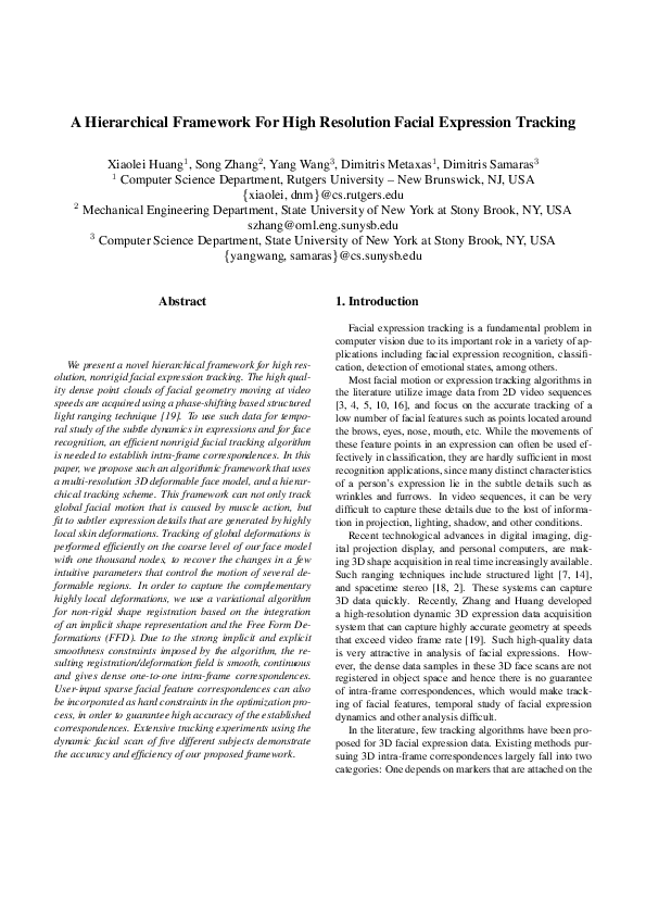 (PDF) A Hierarchical Framework For High Resolution Facial Expression ...