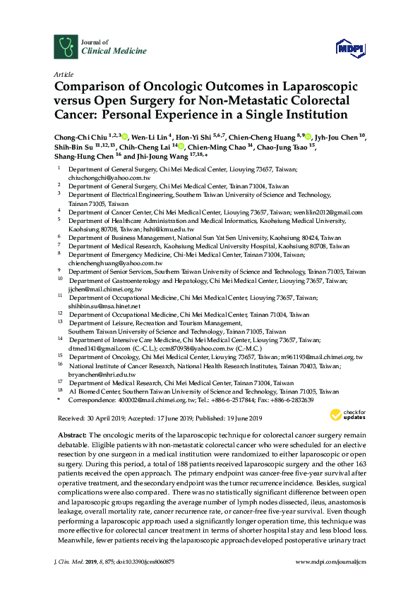 (PDF) Comparison of Oncologic Outcomes in Laparoscopic versus Open ...