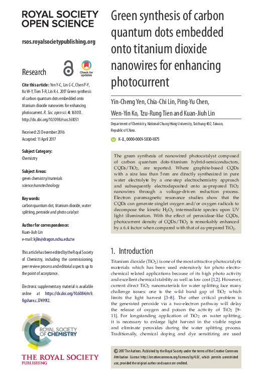 (PDF) Green synthesis of carbon quantum dots embedded onto titanium ...