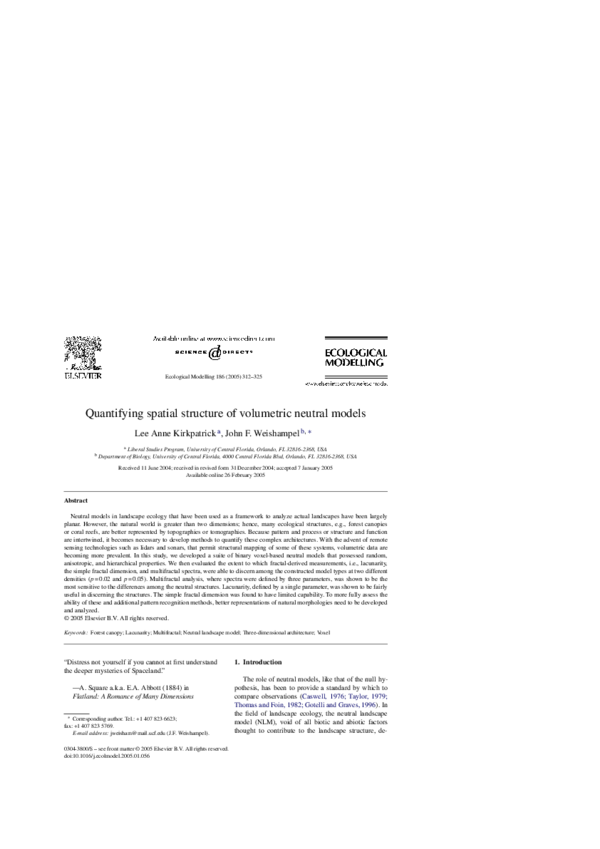 (PDF) Quantifying spatial structure of volumetric neutral models