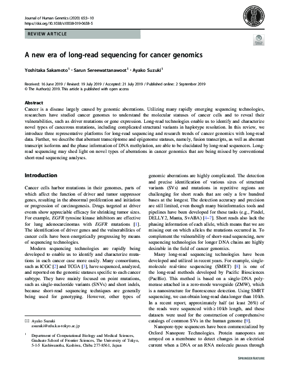 (PDF) A new era of long-read sequencing for cancer genomics