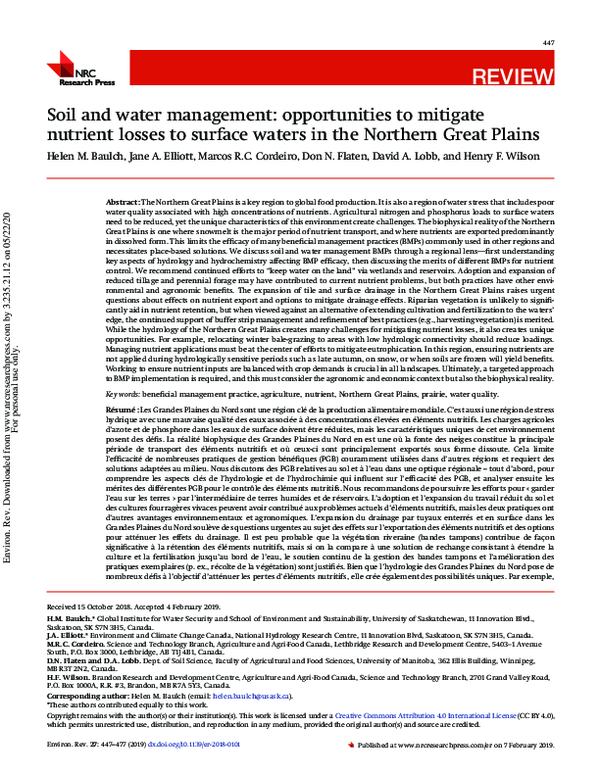 (PDF) Soil and water management practices: Opportunities to mitigate ...