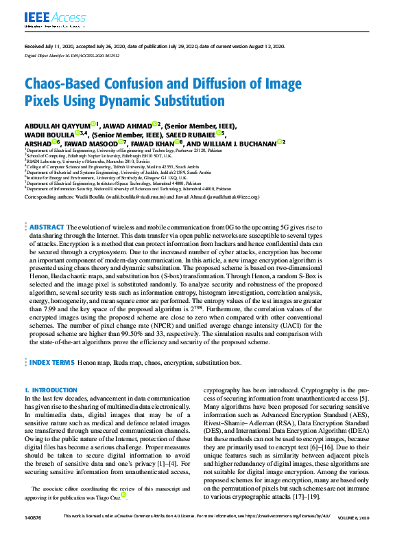 (PDF) Chaos-Based Confusion and Diffusion of Image Pixels Using Dynamic ...