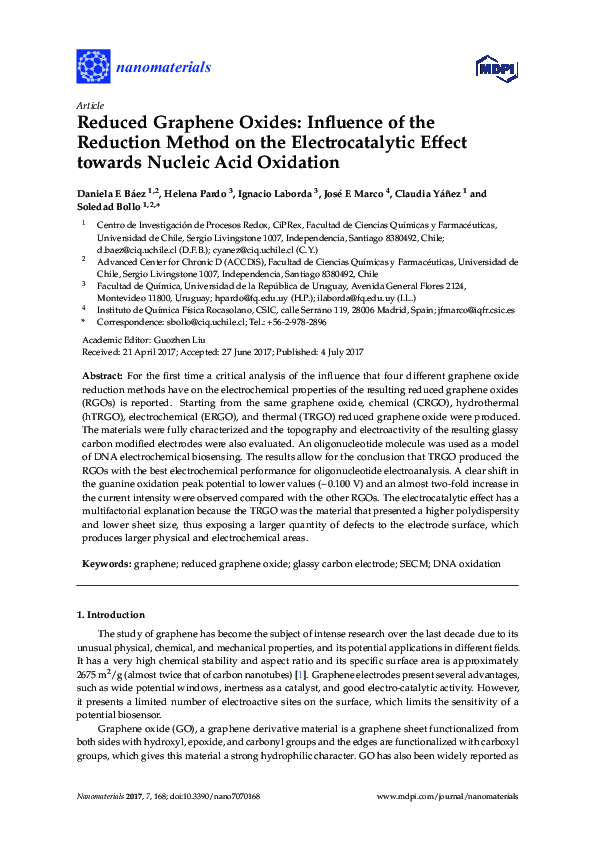 (PDF) Reduced Graphene Oxides: Influence of the Reduction Method on the ...