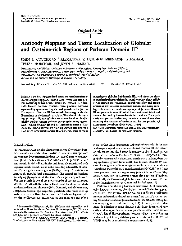 (PDF) Antibody mapping and tissue localization of globular and cysteine ...