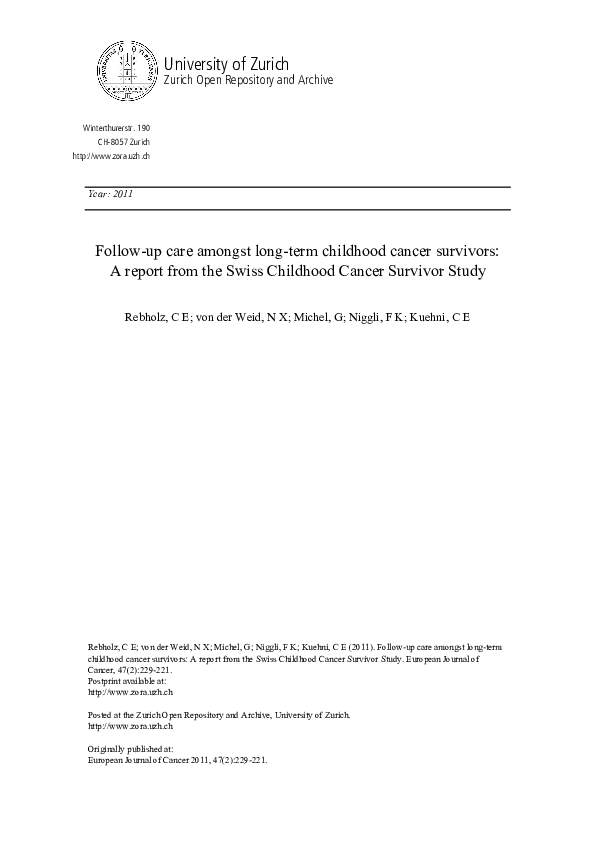 (PDF) Follow-up care amongst long-term childhood cancer survivors: A ...