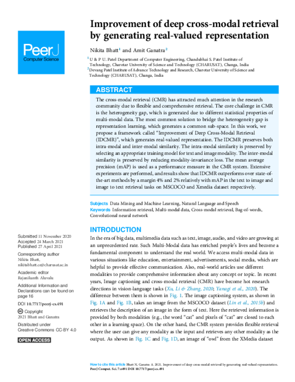 (PDF) Improvement of deep cross-modal retrieval by generating real ...