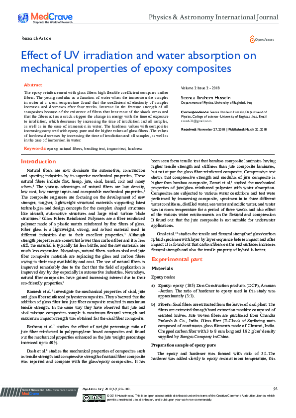 (PDF) Effect of UV irradiation and water absorption on mechanical ...