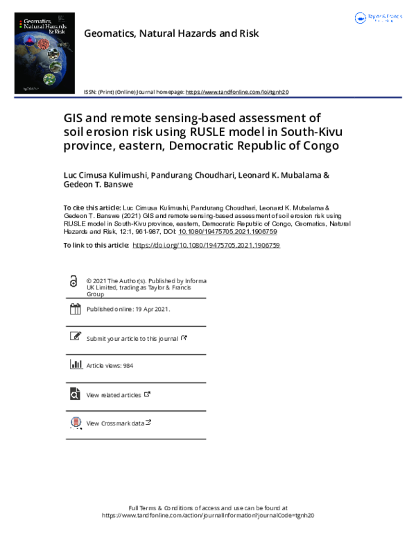 (PDF) GIS and remote sensing-based assessment of soil erosion risk ...