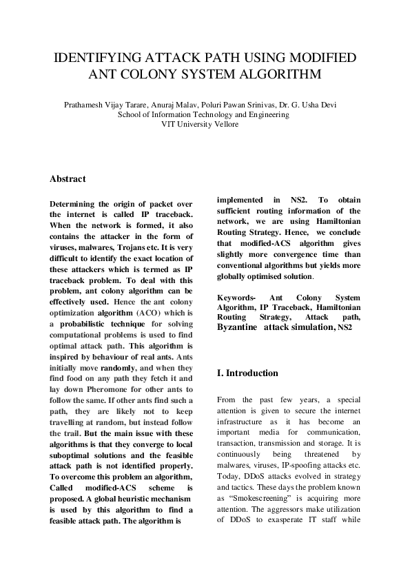 (PDF) Identifying Attack Path Using Modified Ant Colony System Algorithm
