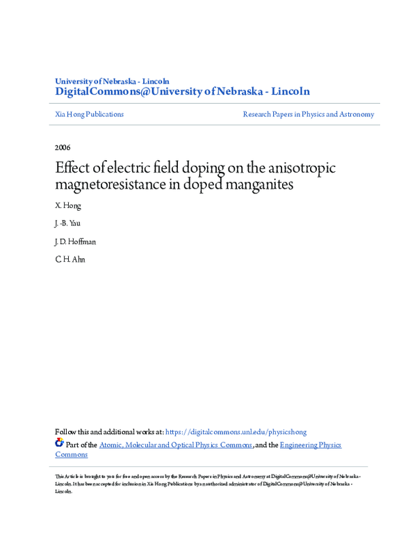 (PDF) Effect of electric field doping on the anisotropic ...
