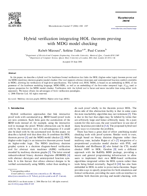 (PDF) Hybrid verification integrating HOL theorem proving with MDG ...