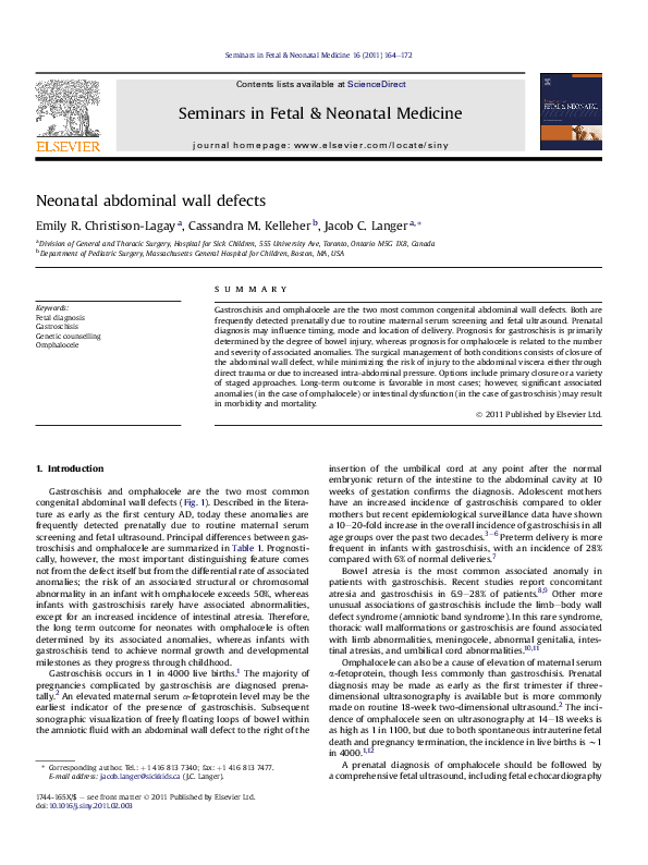 (PDF) Neonatal abdominal wall defects