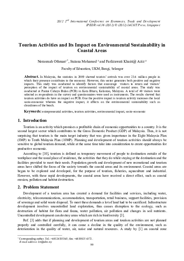 (PDF) Tourism Activities and its Impact on Environmental Sustainability ...