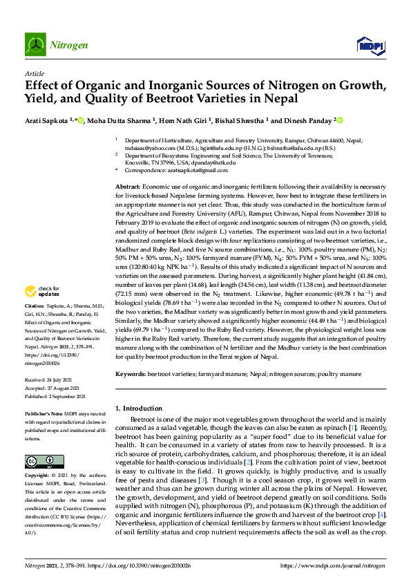 (PDF) Effect of Organic and Inorganic Sources of Nitrogen on Growth ...