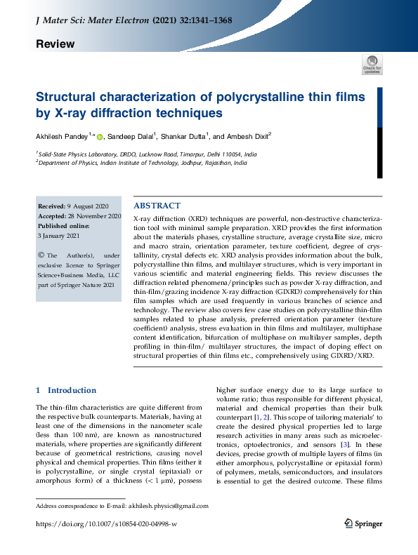 (PDF) Structural characterization of polycrystalline thin films by X ...