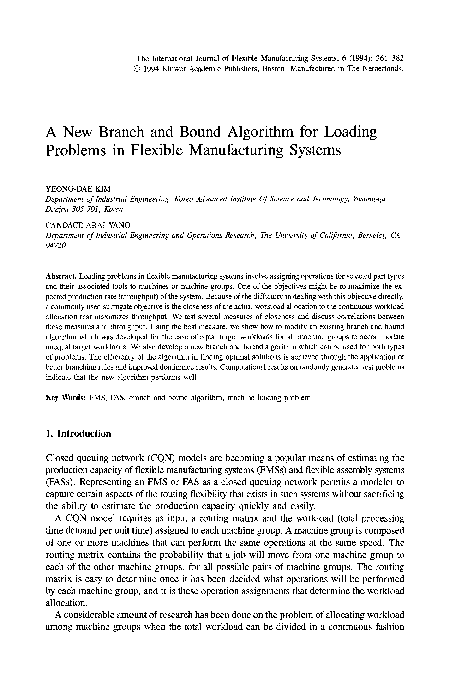 (PDF) A new branch and bound algorithm for loading problems in flexible ...