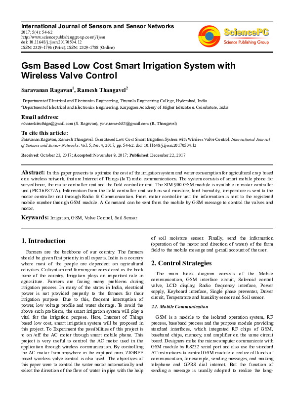 (PDF) Gsm Based Low Cost Smart Irrigation System with Wireless Valve ...