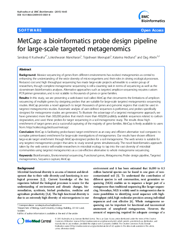 (PDF) MetCap: a bioinformatics probe design pipeline for large-scale ...