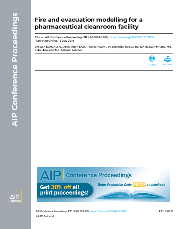(PDF) Fire and evacuation modelling for a pharmaceutical cleanroom facility