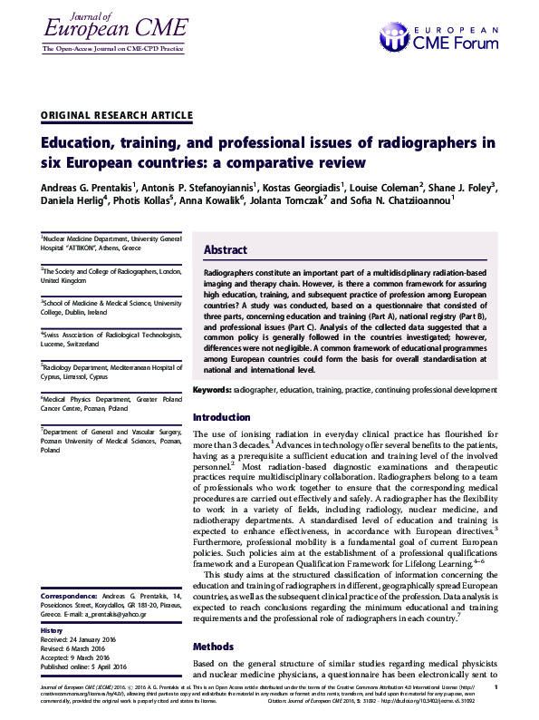 (PDF) Education, training, and professional issues of radiographers in ...