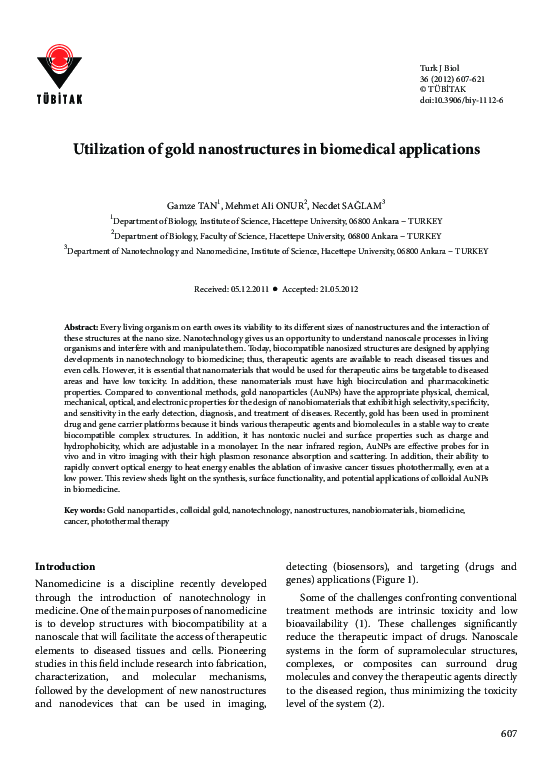 (PDF) Utilization of gold nanostructures in biomedical applications