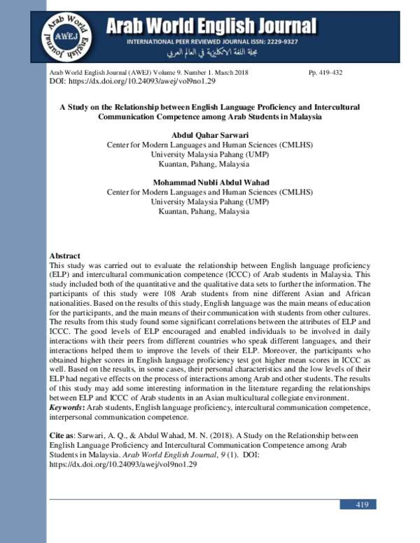 (PDF) A Study on the Relationship between English Language Proficiency ...