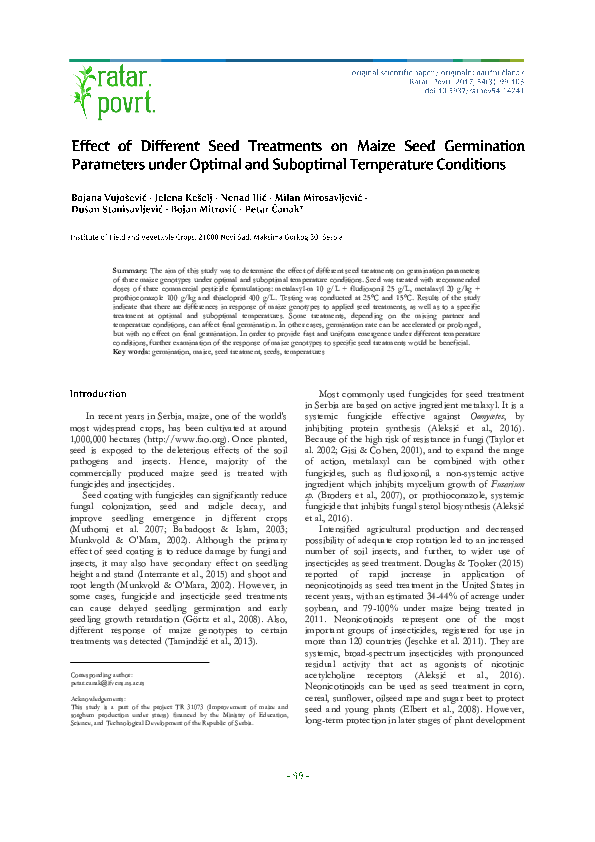 (PDF) Effect of different seed treatments on maize seed germination ...