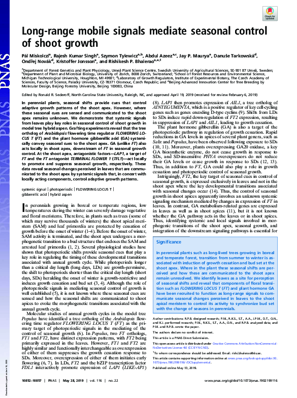(PDF) Long-range mobile signals mediate seasonal control of shoot growth