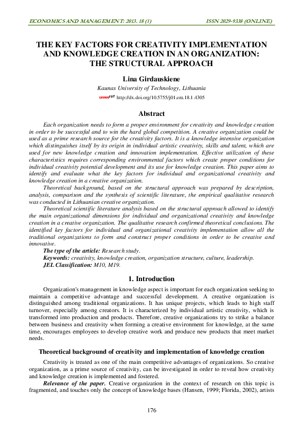 (PDF) The Key Factors for Creativity Implementation and Knowledge ...