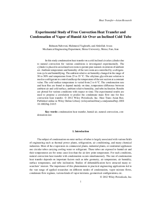 (PDF) Experimental study of free convection heat transfer and ...