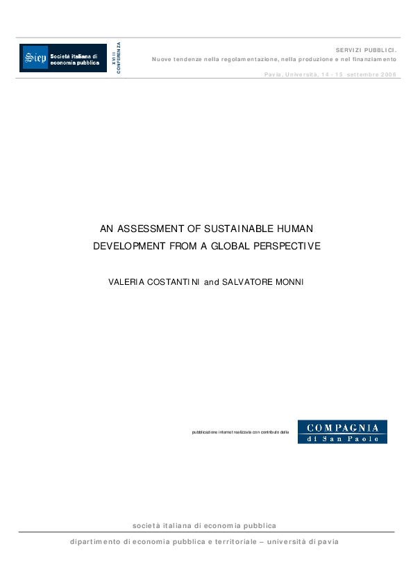 (PDF) An Assessment of Sustainable Human Development from a Global ...