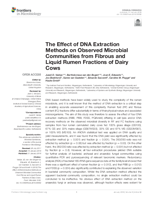 (PDF) The Effect of DNA Extraction Methods on Observed Microbial ...