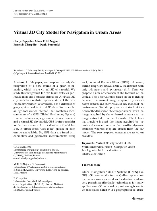 (PDF) Virtual 3D City Model for Navigation in Urban Areas