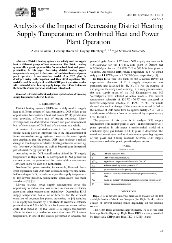 (PDF) Analysis of the Impact of Decreasing District Heating Supply ...