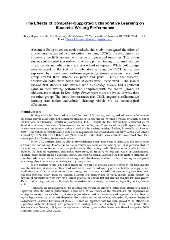(PDF) The effects of computer-supported collaborative learning on ...