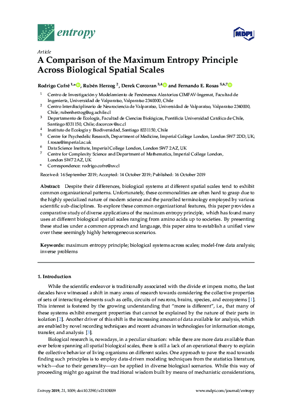 (PDF) A Comparison of the Maximum Entropy Principle Across Biological ...