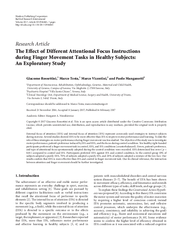 (PDF) The Effect of Different Attentional Focus Instructions during ...