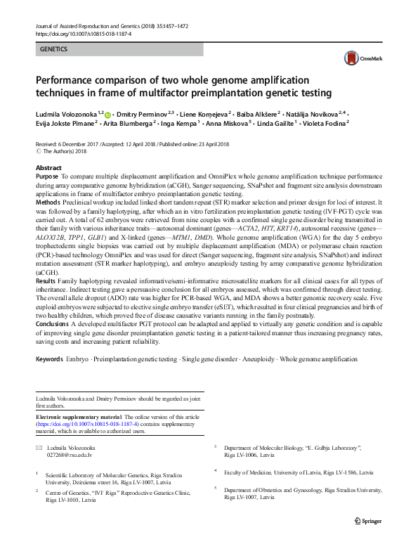 (PDF) Performance comparison of two whole genome amplification ...