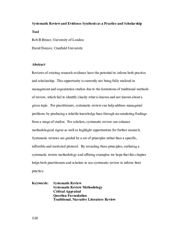 (PDF) Systematic Review and Evidence Synthesis as a Practice and ...