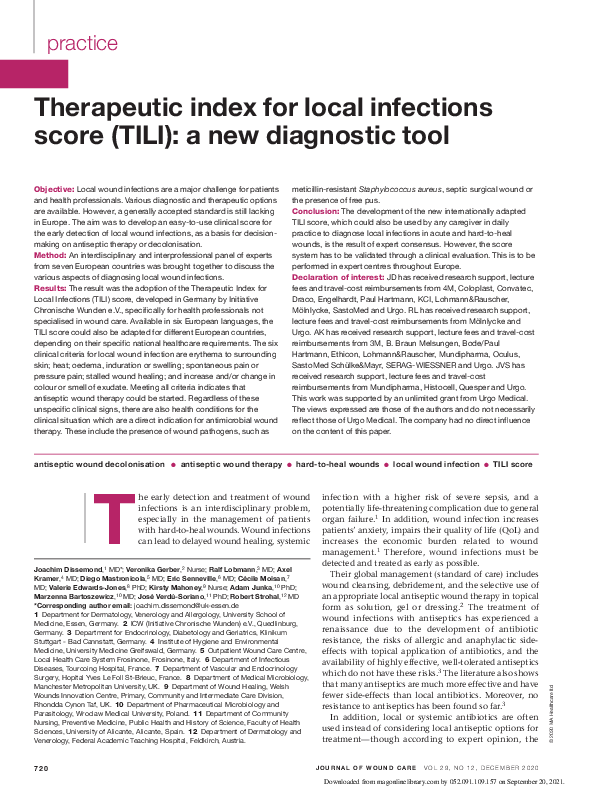 (PDF) Therapeutic index for local infections score (TILI): a new ...