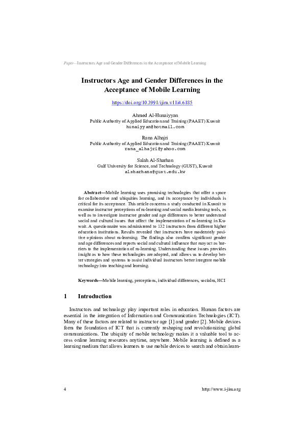 (PDF) Instructors Age and Gender Differences in the Acceptance of ...
