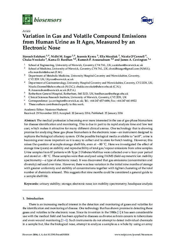 (PDF) Variation in Gas and Volatile Compound Emissions from Human Urine ...
