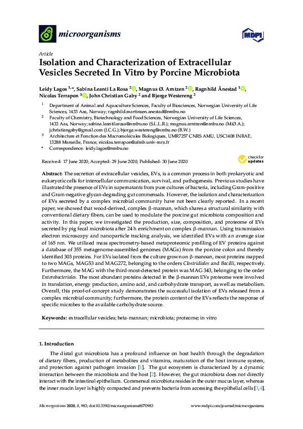 (PDF) Isolation and Characterization of Extracellular Vesicles Secreted ...