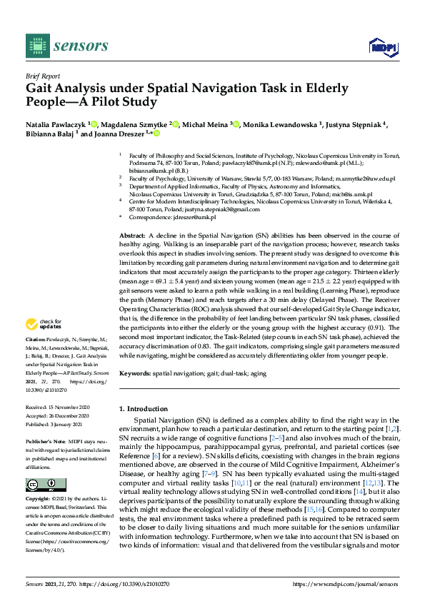 (PDF) Gait Analysis under Spatial Navigation Task in Elderly People—A ...