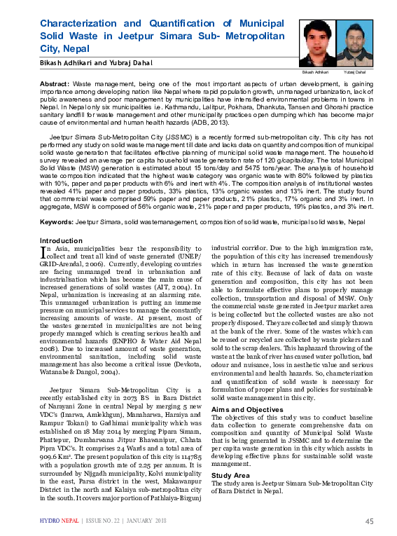 (PDF) Characterization and Quantification of Municipal Solid Waste in ...