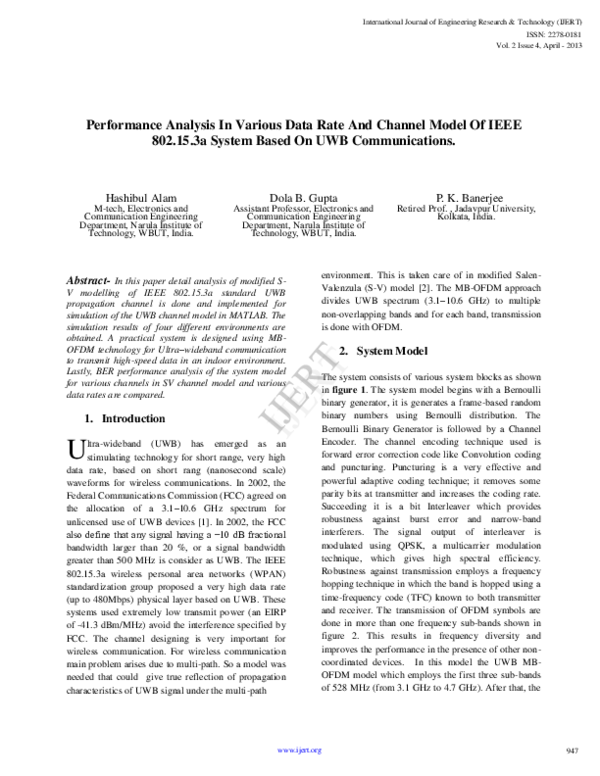 (PDF) Performance Analysis In Various Data Rate And Channel Model Of ...