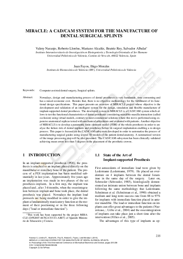 (PDF) Miracle: A Cad/Cam System for the Manufacture of Dental Surgical ...