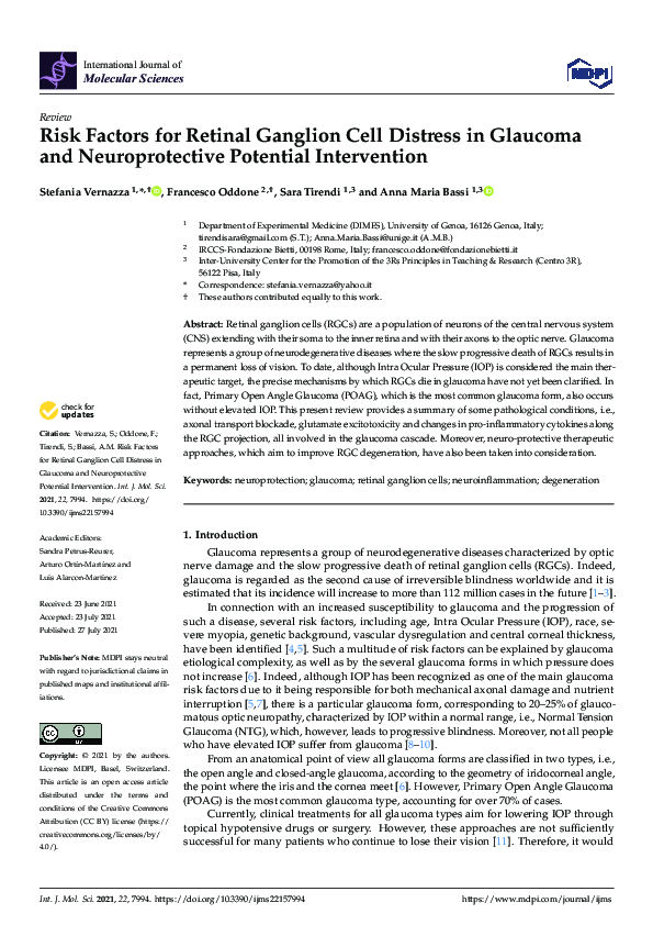 (PDF) Risk Factors for Retinal Ganglion Cell Distress in Glaucoma and ...