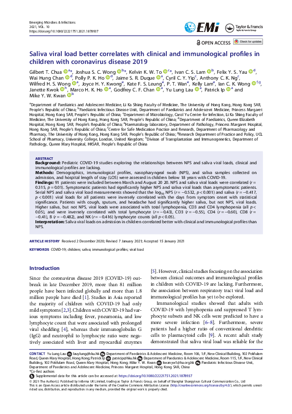 (PDF) Saliva viral load better correlates with clinical and ...